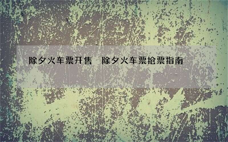 除夕火车票开售 除夕火车票抢票指南